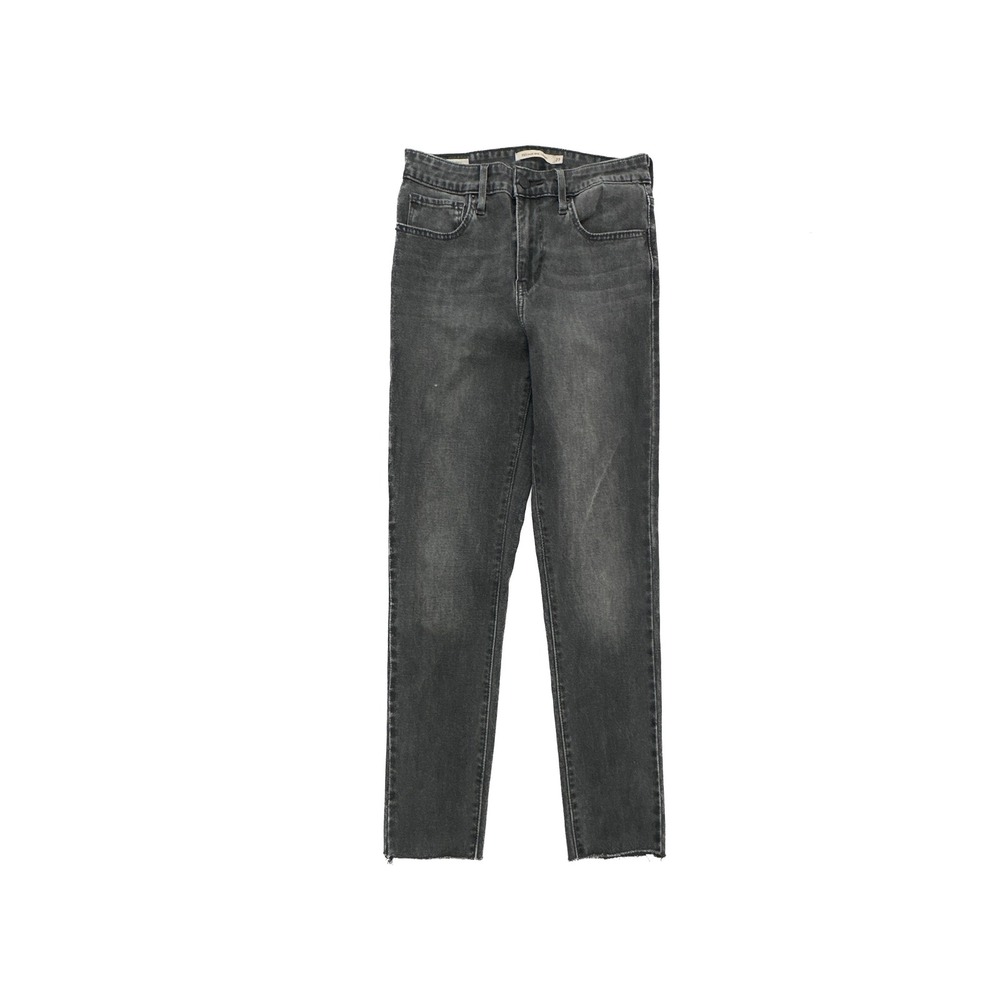 Levis 721 High Rise Skinny Jeans Washed Black Raw Hem W27 L30 18882-0184
